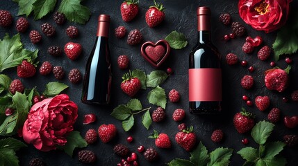 a valentines day header for a website that sells custom gift boxes that contain wine, skincare products, confectionary, chocolates and things of that nature