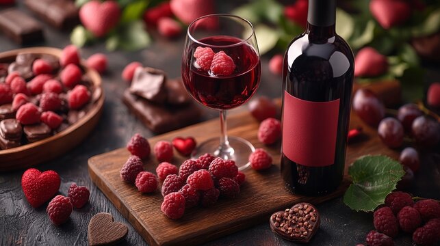 a valentines day header for a website that sells custom gift boxes that contain wine, skincare products, confectionary, chocolates and things of that nature