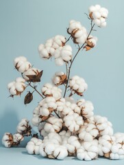 Cotton on a blue background