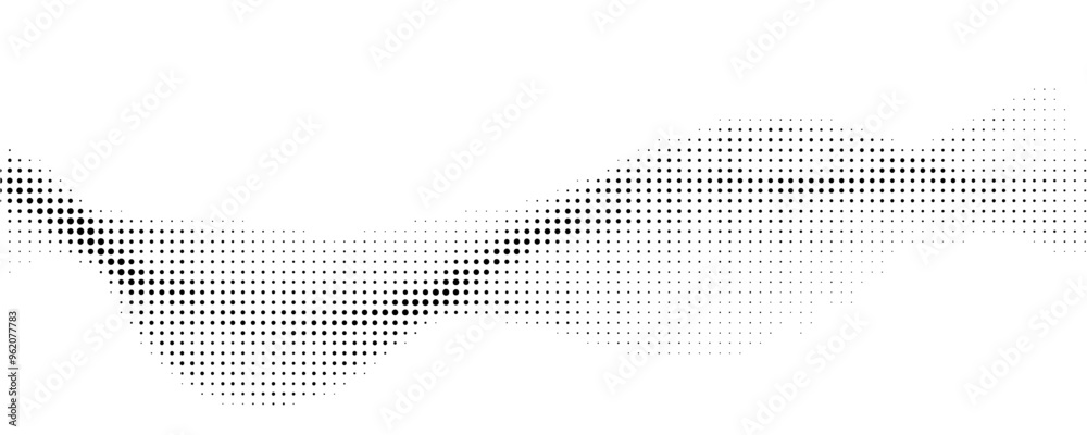 Wall mural dotted halftone waves. abstract liquid shapes, wave effect dotted gradient texture waves isolated ve