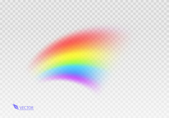 Graphic rainbow with transparent background  Shape arch realistic isolated on white transparent background. Colorful light and bright design element Vector illustration