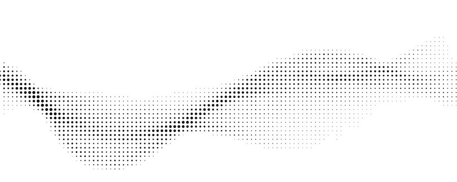 Dotted halftone waves. Abstract liquid shapes, wave effect dotted gradient texture waves isolated vector symbols set. Halftone graphic dots waves.