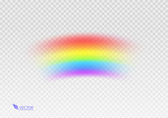 Graphic rainbow with transparent background  Shape arch realistic isolated on white transparent background. Colorful light and bright design element Vector illustration