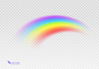 Graphic rainbow with transparent background  Shape arch realistic isolated on white transparent background. Colorful light and bright design element Vector illustration