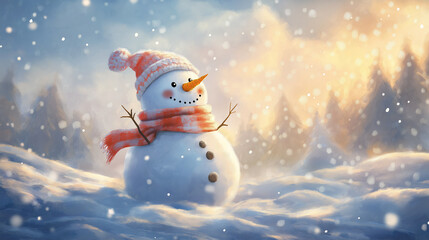 Jolly snowman festive scarf hat