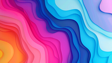 Fototapeta premium Abstract colorful wavy papercut background. vibrant gradient colors, layered paper effect, modern design. perfect for website, social media, or print.
