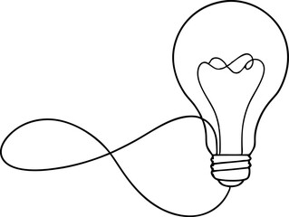 Continuous one line drawing  light bulb concept