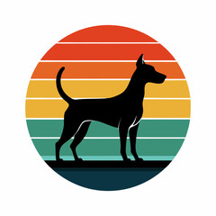 Dog Silhouette with Sunset on the beach