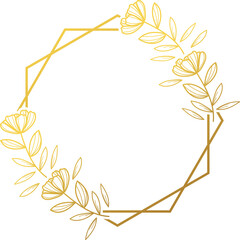 Floral wreath with leaves for wedding. Frame of garden rose with stem and leaves