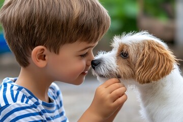 Children and pet, first pet, learning to care as the child lovingly feeds and grooms their new companion, creating lifelong bonds