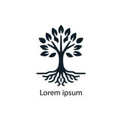 Fototapeta premium A black and white drawing of a tree with roots in the middle