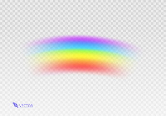 Graphic rainbow with transparent background  Shape arch realistic isolated on white transparent background. Colorful light and bright design element Vector illustration