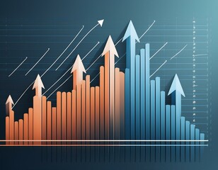 Naklejka premium Minimalist design of arrows pointing towards key data points on a simplified chart emphasizing clarity and focus in data interpretation