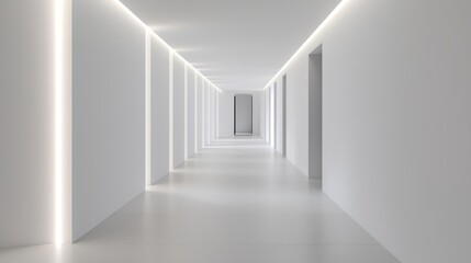 Fototapeta premium Slim Profile Lighting Fixtures for Minimalist Hallways, Explore the use of slim, low-profile lighting fixtures in minimalist hallways.