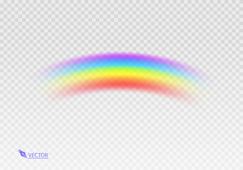 Graphic rainbow with transparent background  Shape arch realistic isolated on white transparent background. Colorful light and bright design element Vector illustration