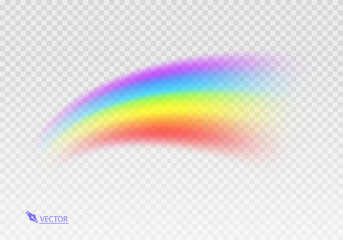 Graphic rainbow with transparent background  Shape arch realistic isolated on white transparent background. Colorful light and bright design element Vector illustration