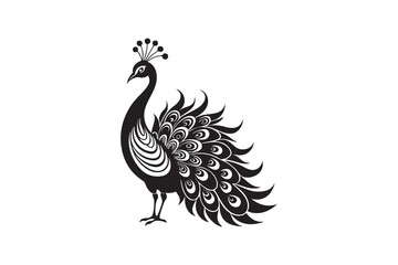 Fototapeta premium Peacock silhouette vector illustration, Peacock silhouette vector , Peacock silhouette , Peacock silhouette PNG.