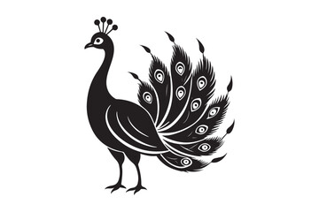 Fototapeta premium Peacock silhouette vector illustration, Peacock silhouette vector , Peacock silhouette , Peacock silhouette PNG.