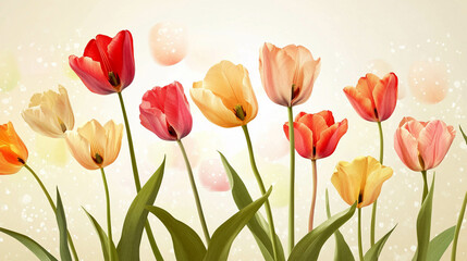 Tulips illustration on a light beige background 