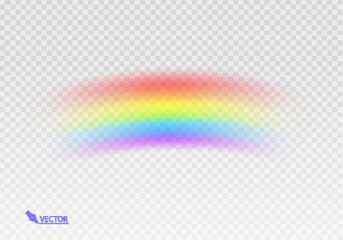 Graphic rainbow with transparent background  Shape arch realistic isolated on white transparent background. Colorful light and bright design element Vector illustration