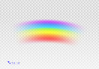 Graphic rainbow with transparent background  Shape arch realistic isolated on white transparent background. Colorful light and bright design element Vector illustration