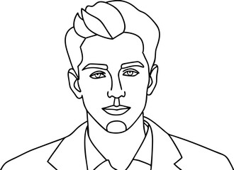 Continuous one line drawing of man portrait. Hairstyle. Fashionable men's style. - Vector illustration