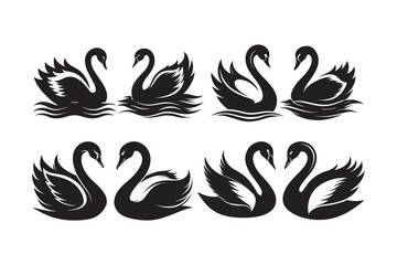 Swan silhouette vector illustration, Swan silhouette vector Bundle, Swan silhouette bundle