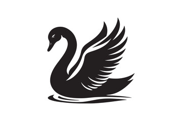 Swan silhouette vector illustration, Swan silhouette vector, Swan silhouette 