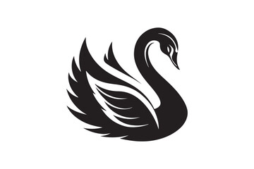 Swan silhouette vector illustration, Swan silhouette vector, Swan silhouette 