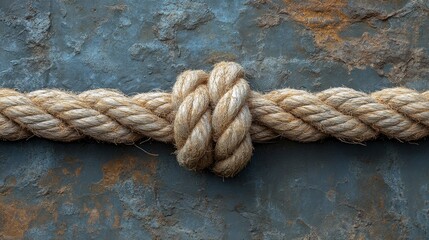 Fototapeta premium Close-up of a Nautical Rope Knot on a Slate Background