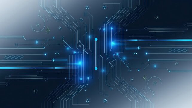 Futuristic Technology Background With Connected Circuits and Glowing Nodes in a Digital Abstract Design