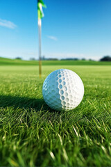 Obraz premium Closeup of Golf Ball on Green Fairway