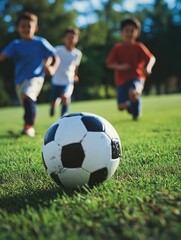 Obraz premium Vintage Football Photo with Children