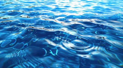 Abstract blue water surface with sunlight reflections for graphic design.