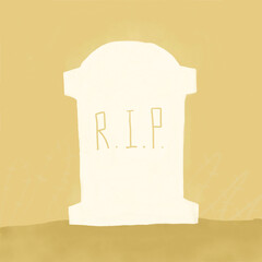 RIP gravestone for Halloween on yellow background,Dead people concept
