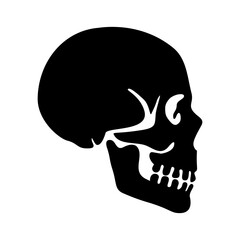 Skull Silhouette: Gothic Icon, Halloween Symbol, Death Concept, Spooky Design, Flat Vector Illustration