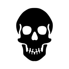 Skull Silhouette: Gothic Icon, Halloween Symbol, Death Concept, Spooky Design, Flat Vector Illustration