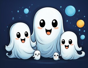 Obraz premium Cartoon family of ghosts