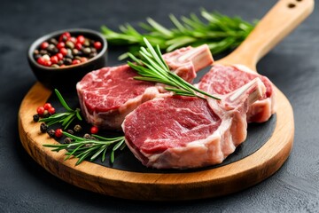 Fototapeta premium Farm product, pasture-raised lamb, tender and flavorful is raised naturally for the best-tasting and healthiest meat