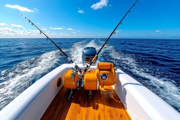 Fishing in the ocean, deep sea, massive catch brings the excitement of reeling in large, powerful fish like tuna or marlin