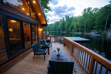 Fishing weekend getaway, lakeside cabin, perfect escape offers a peaceful retreat where fishing and relaxation come together