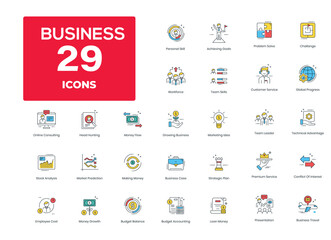 Finance and business line icons collection. Big UI icon set in a flat design. Thin outline icons pack. Vector illustration EPS10
