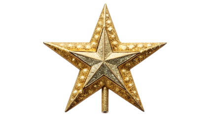 Golden star ornament for holiday cheer, cut out transparent