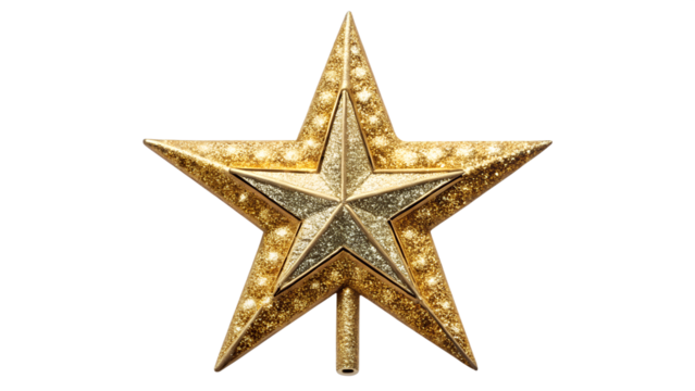 Golden star ornament for holiday cheer, cut out transparent