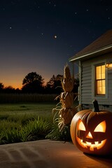 halloween pumpkin in the garden