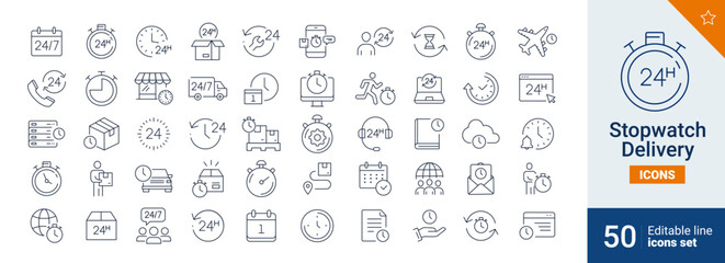 Stopwatch icons Pixel perfect. time, transport, calendar, ...	
