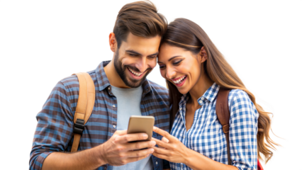 Happy couple sharing a moment, cut out transparent