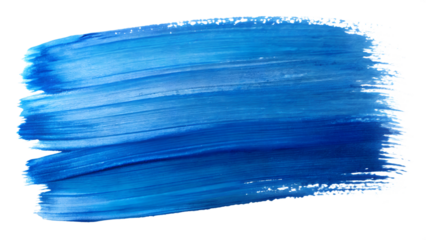 Vibrant blue paint stroke on a clean surface, cut out transparent