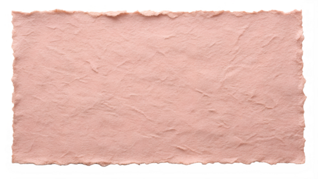 Handmade textured pink paper with rough edges, cut out transparent