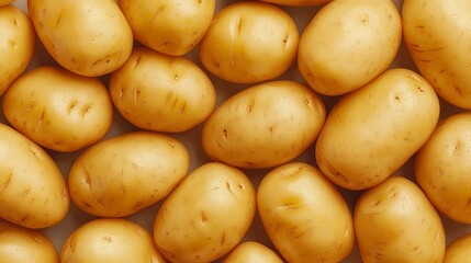 Close-up of fresh golden potatoes, seamless arrangement, 3D illustration